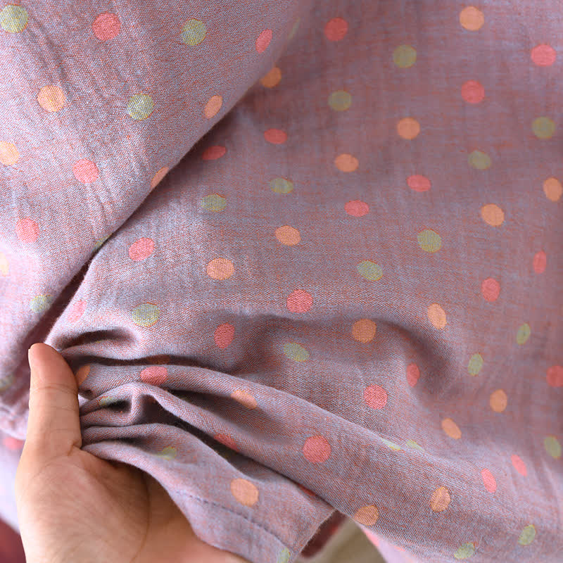 Buntes, garngefärbtes Pyjama-Set aus Baumwolle im Vintage-Stil mit Kreisen