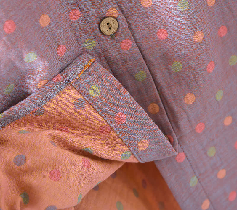 Buntes, garngefärbtes Pyjama-Set aus Baumwolle im Vintage-Stil mit Kreisen
