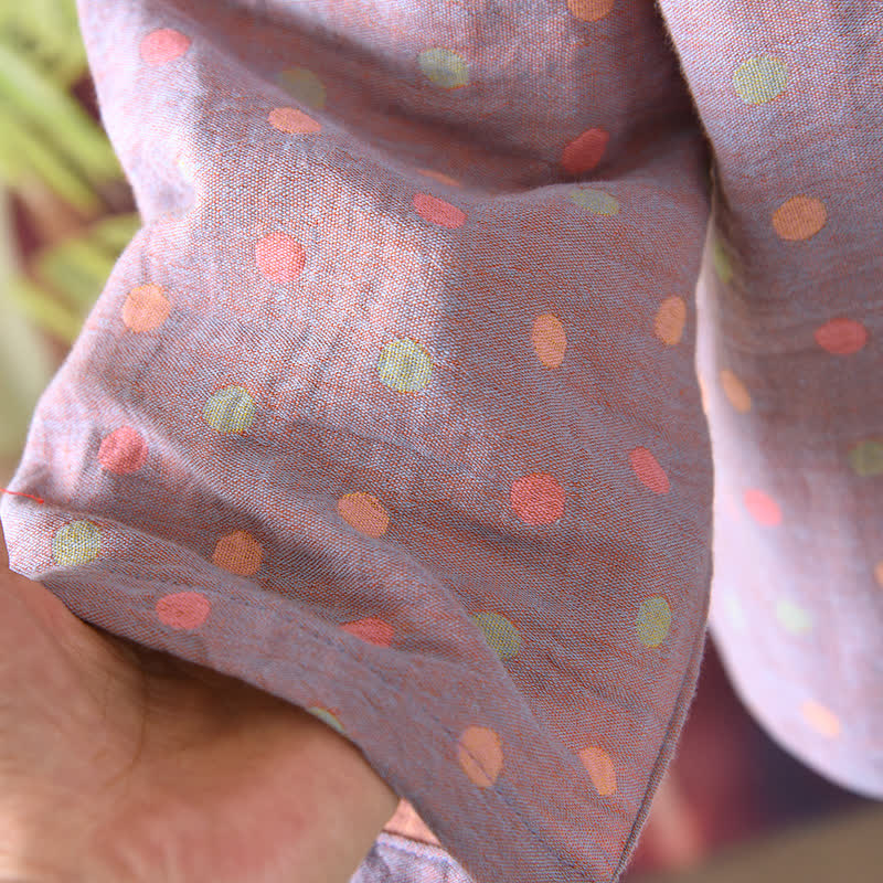 Buntes, garngefärbtes Pyjama-Set aus Baumwolle im Vintage-Stil mit Kreisen