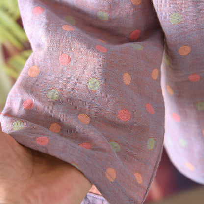 Buntes, garngefärbtes Pyjama-Set aus Baumwolle im Vintage-Stil mit Kreisen