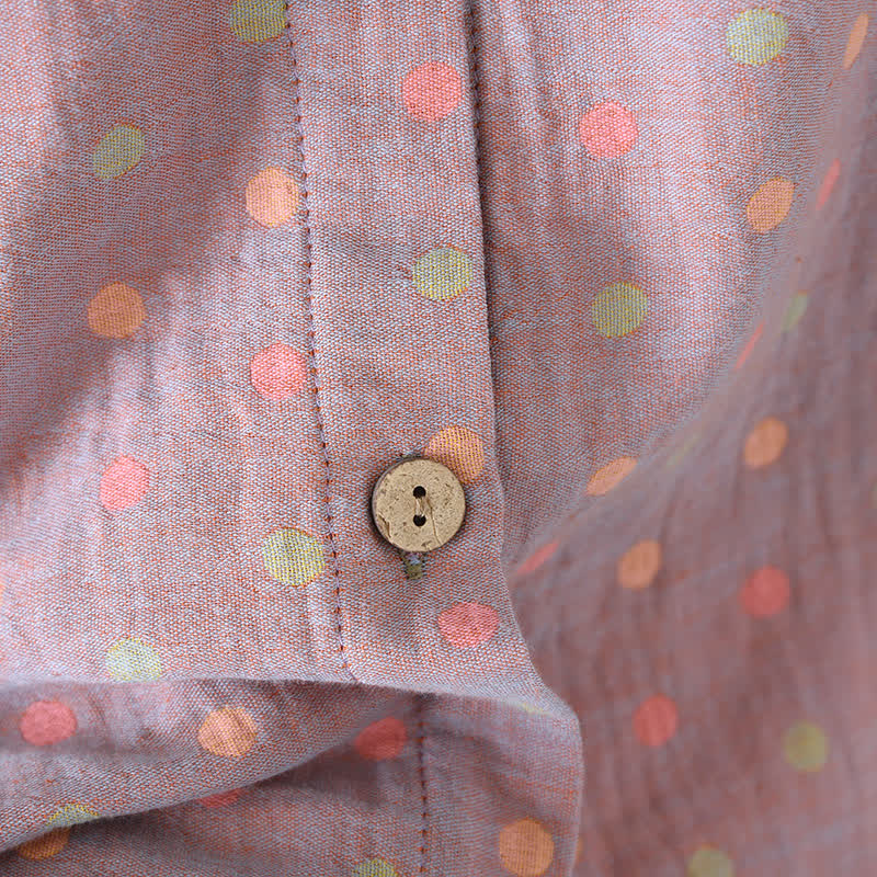Buntes, garngefärbtes Pyjama-Set aus Baumwolle im Vintage-Stil mit Kreisen