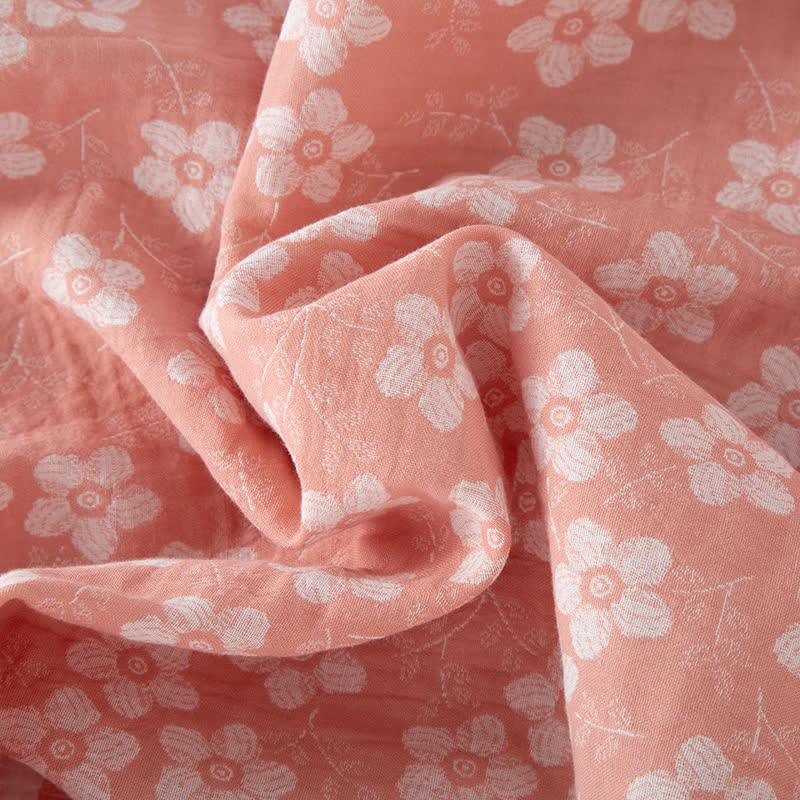 Retro-Pyjama-Set aus garngefärbtem Baumwolljacquard mit Blumenmuster