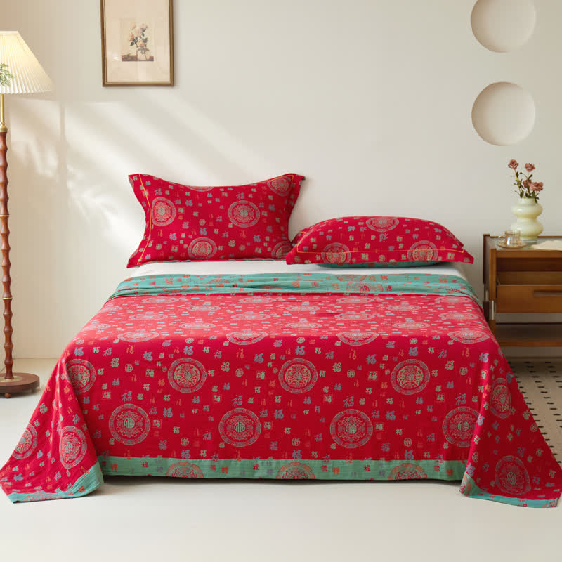 Wende-Bettdecke aus doppellagigem, garngefärbtem Jacquard aus Vintage-Baumwolle