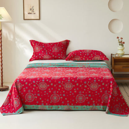 Wende-Bettdecke aus doppellagigem, garngefärbtem Jacquard aus Vintage-Baumwolle