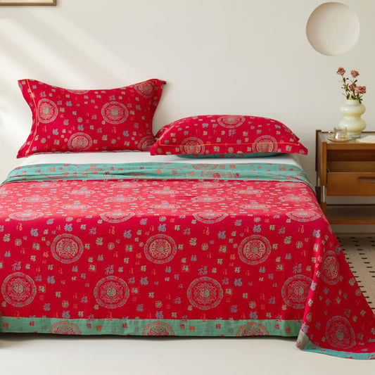Wende-Bettdecke aus doppellagigem, garngefärbtem Jacquard aus Vintage-Baumwolle