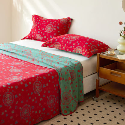 Wende-Bettdecke aus doppellagigem, garngefärbtem Jacquard aus Vintage-Baumwolle