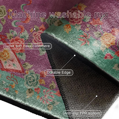 Weicher, waschbarer Anti-Rutsch-Teppich im Vintage-Rose-Design