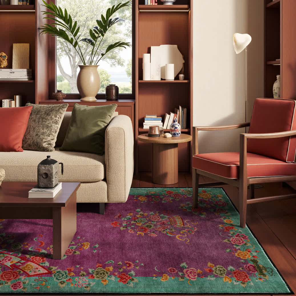 Weicher, waschbarer Anti-Rutsch-Teppich im Vintage-Rose-Design