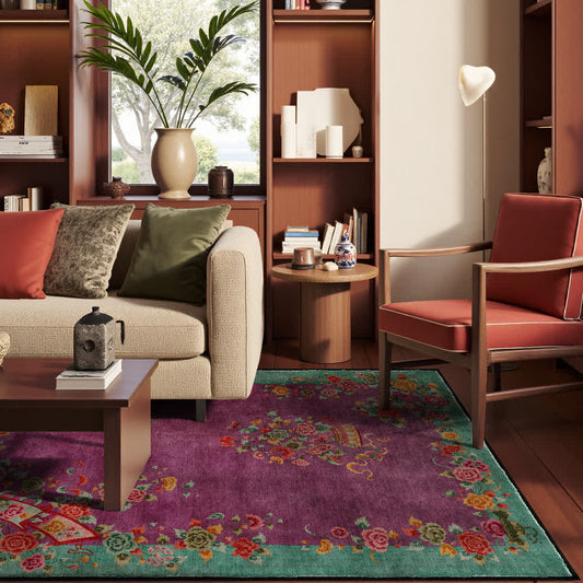 Weicher, waschbarer Anti-Rutsch-Teppich im Vintage-Rose-Design