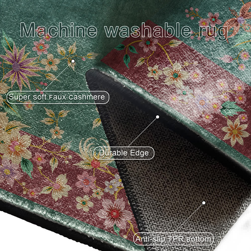 Rutschfester, eleganter, weicher, waschbarer Teppich mit Blumenmuster