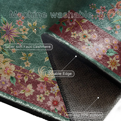 Rutschfester, eleganter, weicher, waschbarer Teppich mit Blumenmuster
