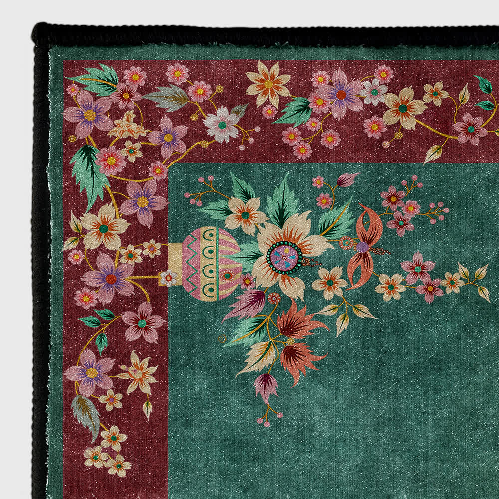 Rutschfester, eleganter, weicher, waschbarer Teppich mit Blumenmuster