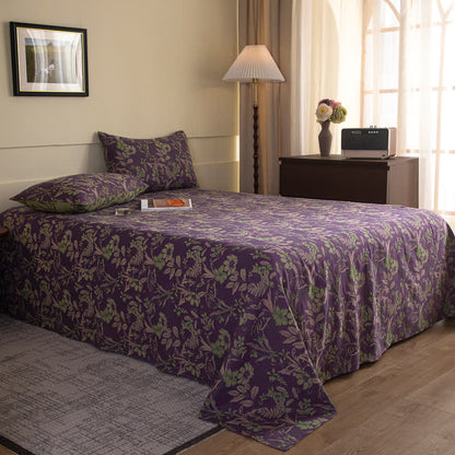 Bettdecke aus Baumwolldoppelgarn im Vintage-Jacquard-Stil mit Blumen und Blättern