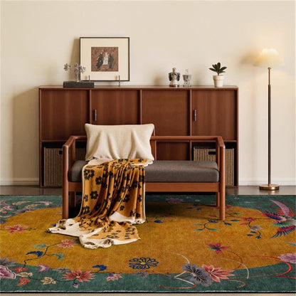 Rutschfester, faltbarer Teppich mit Blumen- und Vogelmotiv