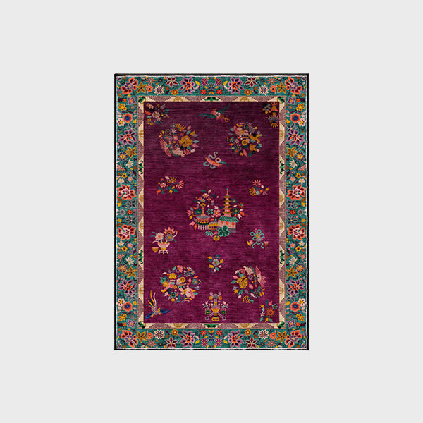 Rutschfester Teppich für drinnen und draußen mit Retro-Blumenmuster