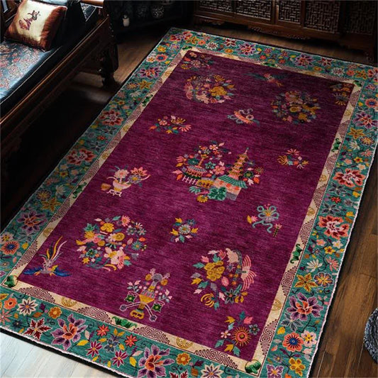 Rutschfester Teppich für drinnen und draußen mit Retro-Blumenmuster