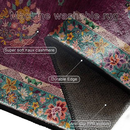 Rutschfester Teppich für drinnen und draußen mit Retro-Blumenmuster