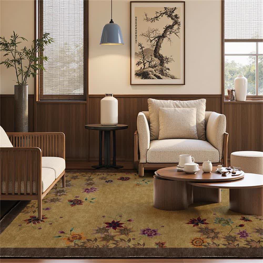 Rutschfester Indoor-Outdoor-Teppich mit floralem Ahornblatt