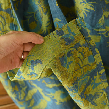 Pastoraler doppellagiger Bademantel aus garngefärbtem Jacquard aus Baumwolle