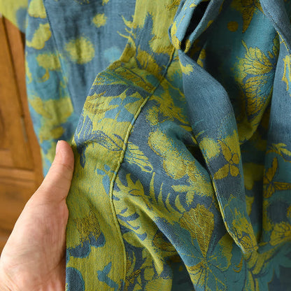 Pastoraler doppellagiger Bademantel aus garngefärbtem Jacquard aus Baumwolle
