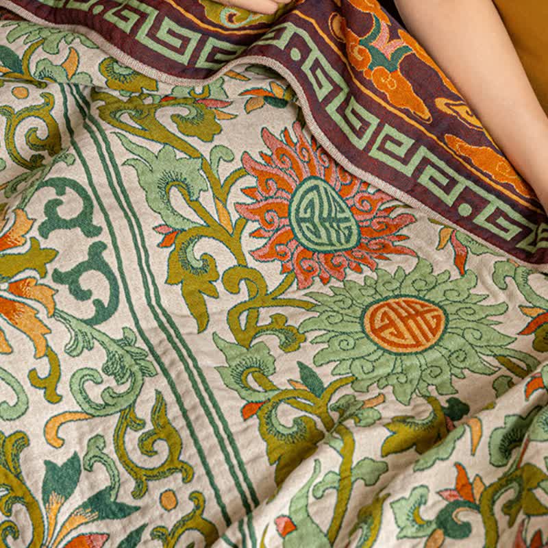 Saugfähiges Badetuch aus reiner Baumwollgaze mit Retro-Blumenmuster