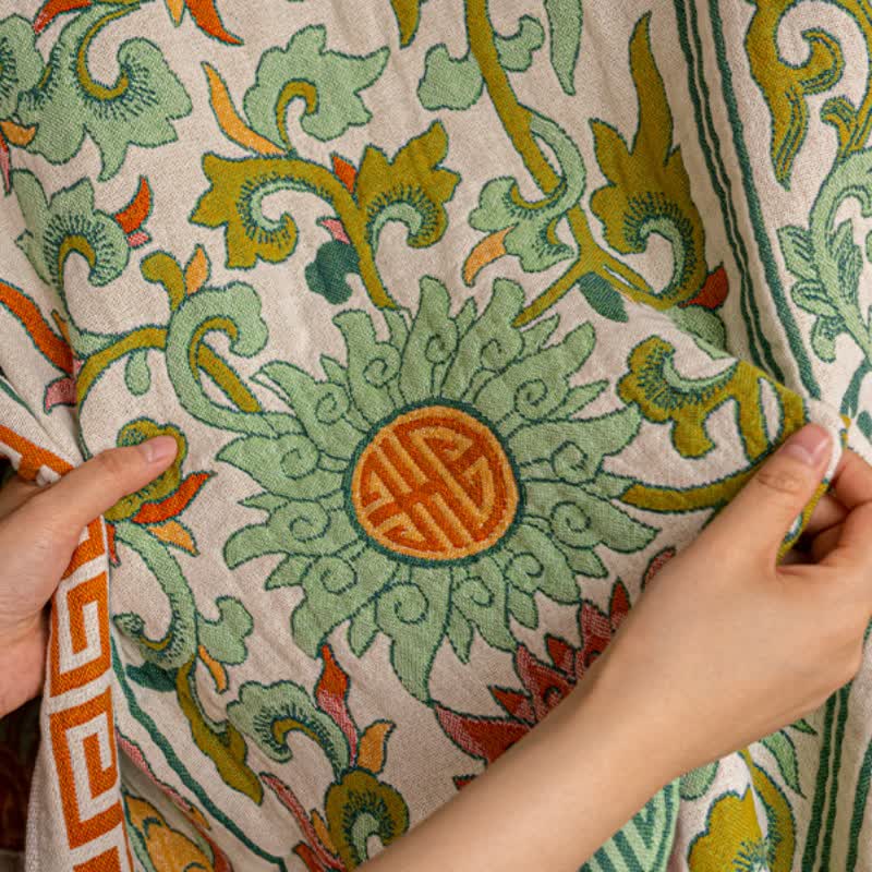 Saugfähiges Badetuch aus reiner Baumwollgaze mit Retro-Blumenmuster