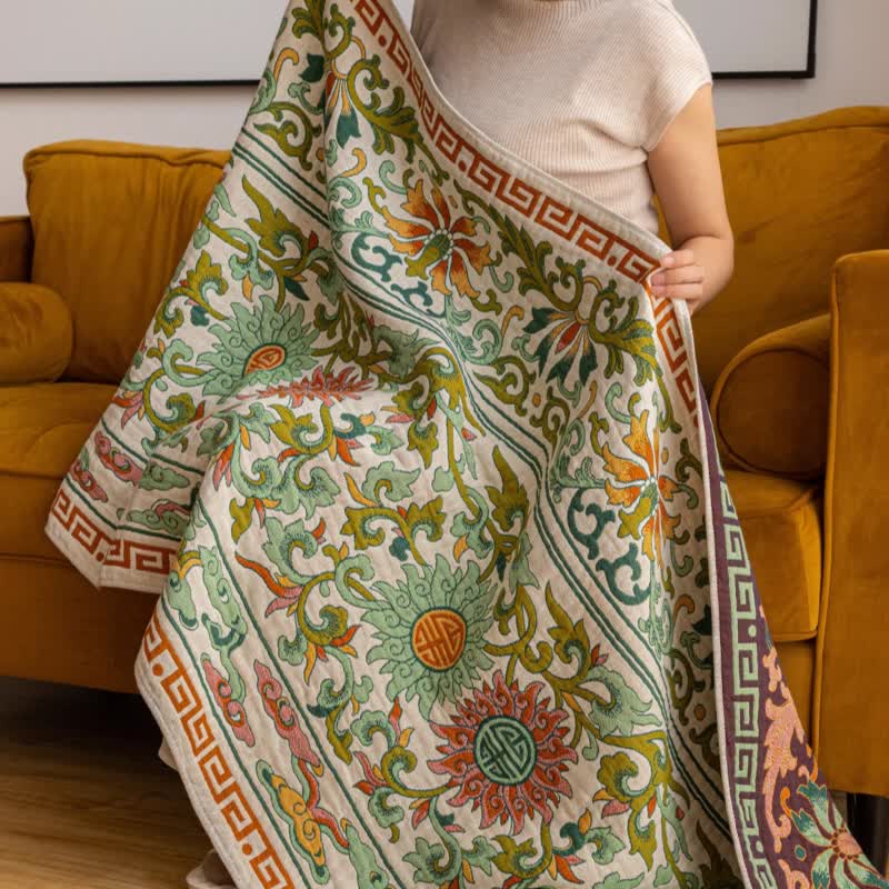 Saugfähiges Badetuch aus reiner Baumwollgaze mit Retro-Blumenmuster