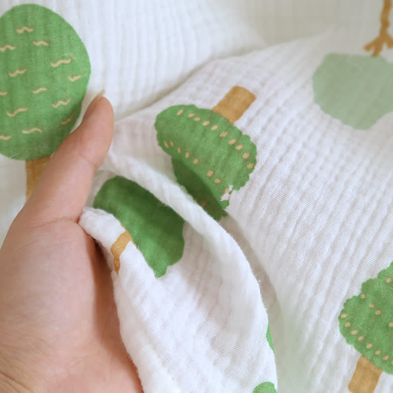 Pyjama-Set aus Baumwollgaze mit Baum- und Bären-Print