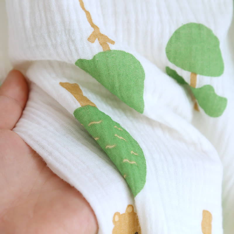 Pyjama-Set aus Baumwollgaze mit Baum- und Bären-Print
