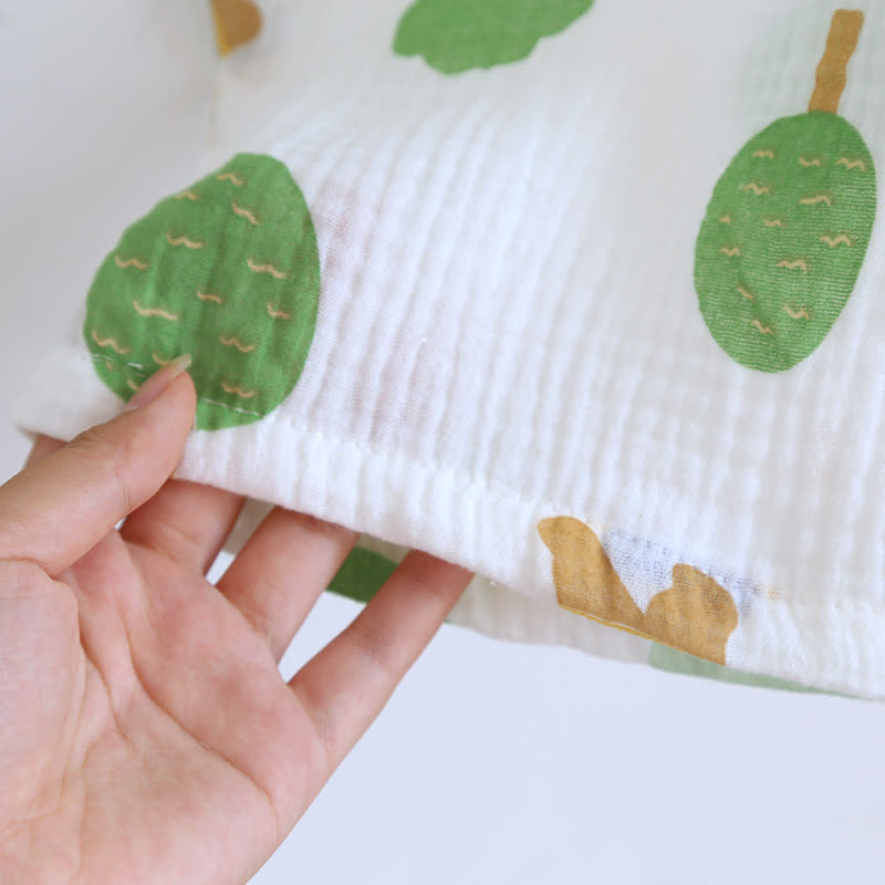 Pyjama-Set aus Baumwollgaze mit Baum- und Bären-Print