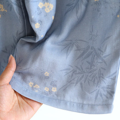 Elegantes, kurzärmliges Pyjama-Set aus Bambusfaser mit Blumenmuster