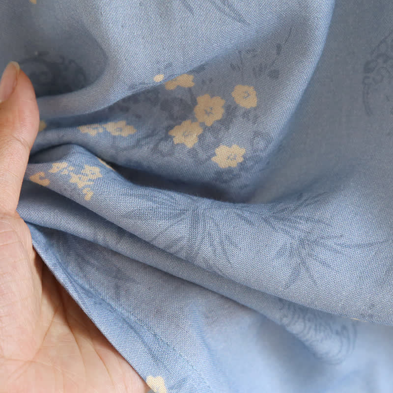 Elegantes, kurzärmliges Pyjama-Set aus Bambusfaser mit Blumenmuster