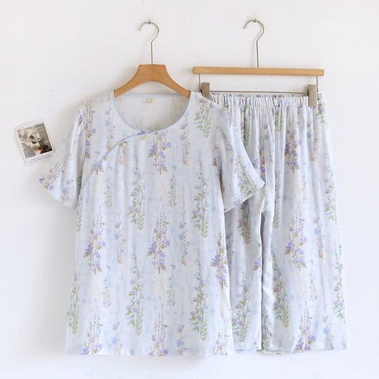 Rustic Rose – Kurzärmliges Pyjama-Set aus Bambusfaser