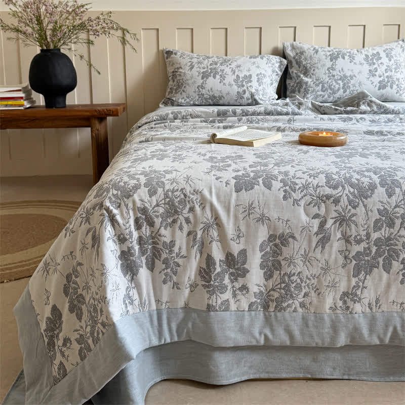Elegante Sommerdecke aus garngefärbter Pflanzenbaumwolle im Jacquard-Stil