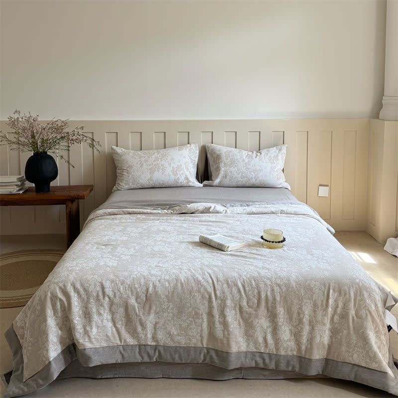 Elegante Sommerdecke aus garngefärbter Pflanzenbaumwolle im Jacquard-Stil