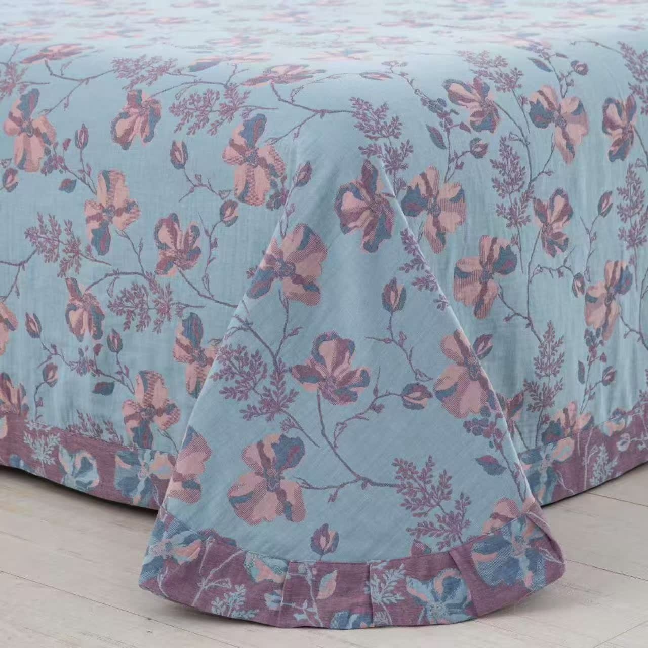 Bettwäscheset aus Baumwollgaze mit blühenden Blumen (4-teilig)