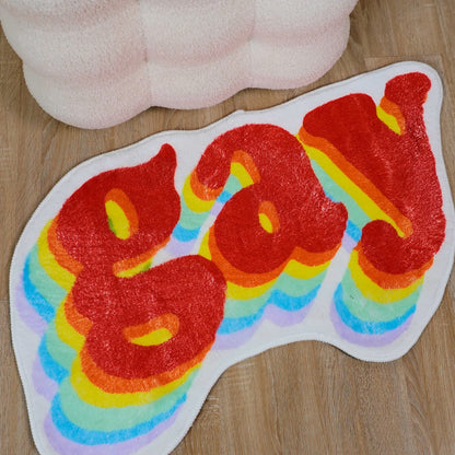 Rutschfeste Badematte aus weichem Fleece mit Regenbogenbuchstaben