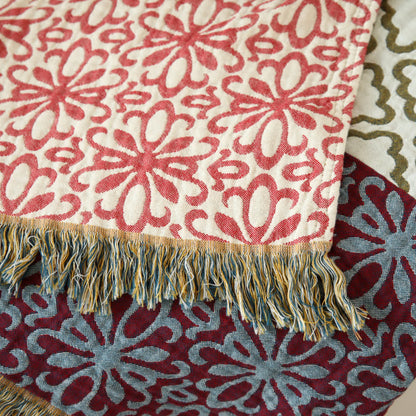 Wendedecke aus Baumwollgaze mit Streifen und Blumenmuster