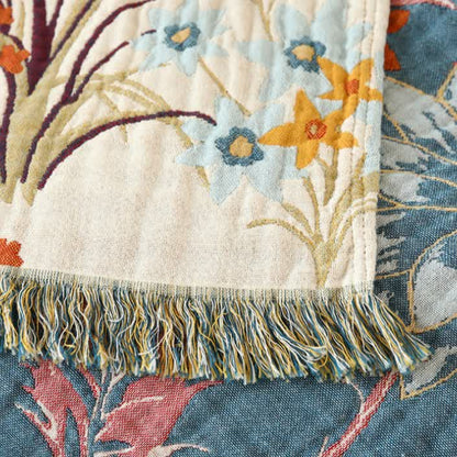 Wendedecke aus Baumwollgaze mit ländlichem Blumenmuster