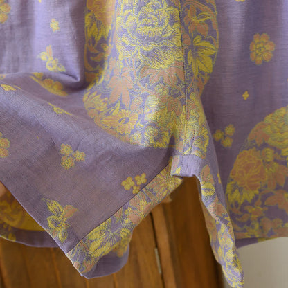 Pyjama-Set aus Baumwollgaze mit V-Ausschnitt und Vintage Blossom