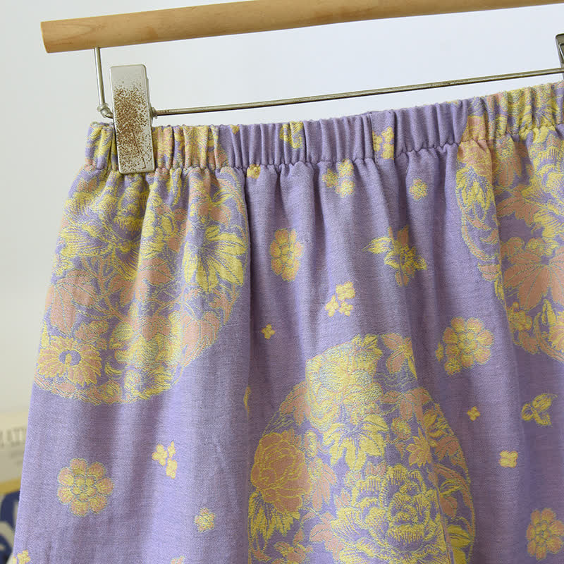 Pyjama-Set aus Baumwollgaze mit V-Ausschnitt und Vintage Blossom