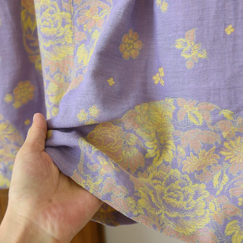 Pyjama-Set aus Baumwollgaze mit V-Ausschnitt und Vintage Blossom