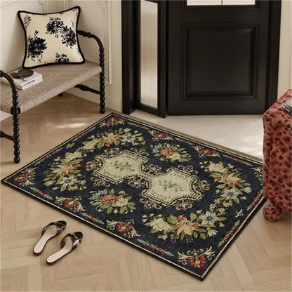 Waschbarer, rutschfester Küchenteppich mit Retro-Blumenmuster