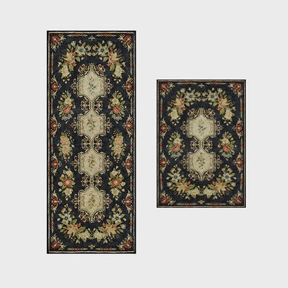 Waschbarer, rutschfester Küchenteppich mit Retro-Blumenmuster