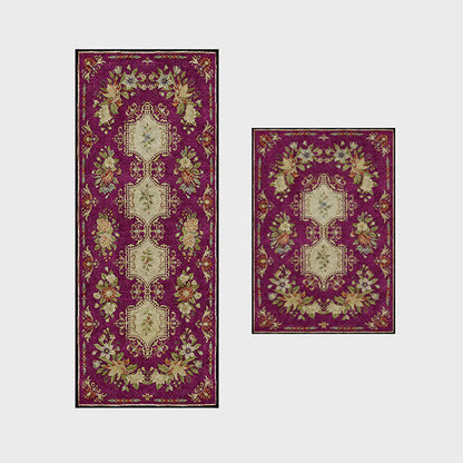 Waschbarer, rutschfester Küchenteppich mit Retro-Blumenmuster