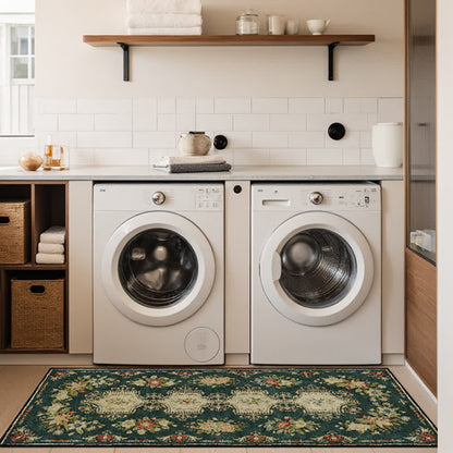 Waschbarer, rutschfester Küchenteppich mit Retro-Blumenmuster