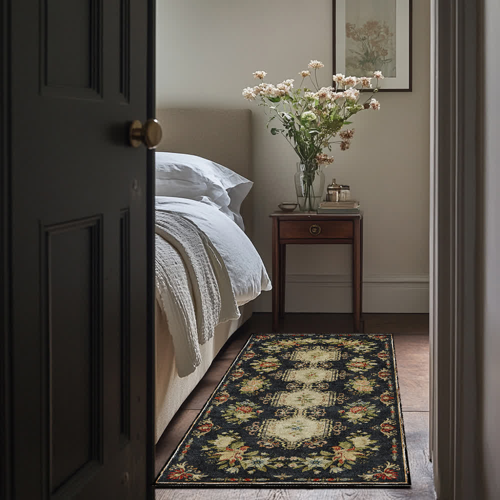 Waschbarer, rutschfester Küchenteppich mit Retro-Blumenmuster