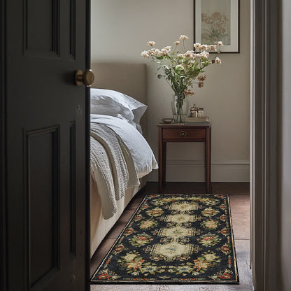 Waschbarer, rutschfester Küchenteppich mit Retro-Blumenmuster