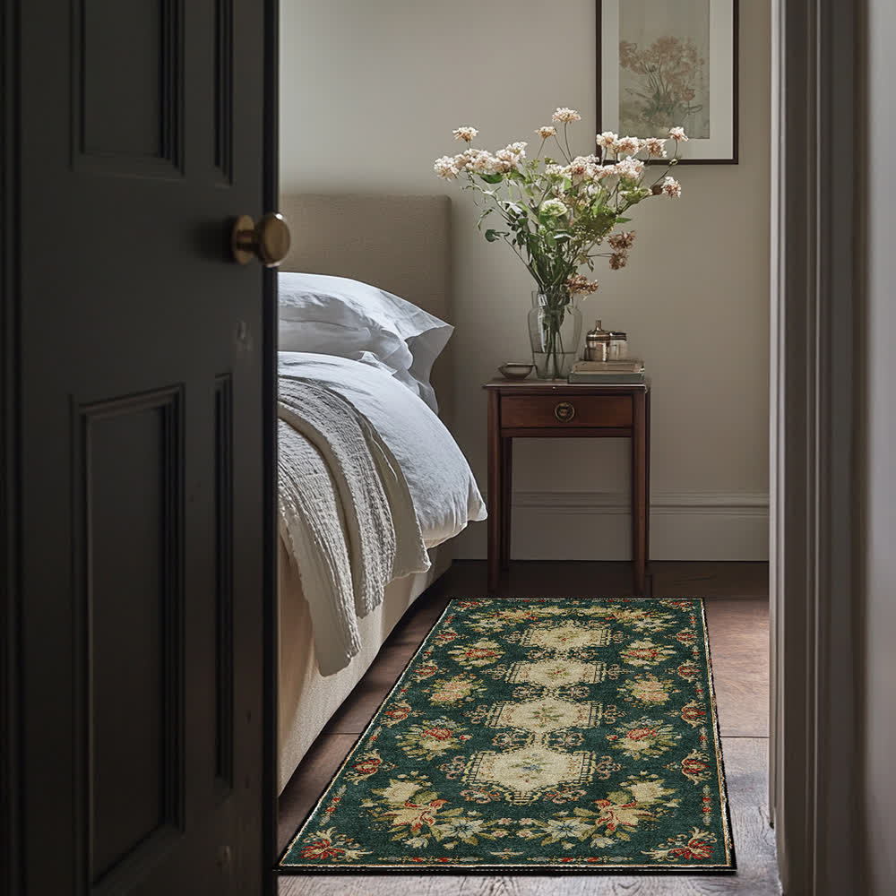 Waschbarer, rutschfester Küchenteppich mit Retro-Blumenmuster