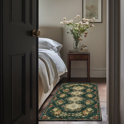 Waschbarer, rutschfester Küchenteppich mit Retro-Blumenmuster